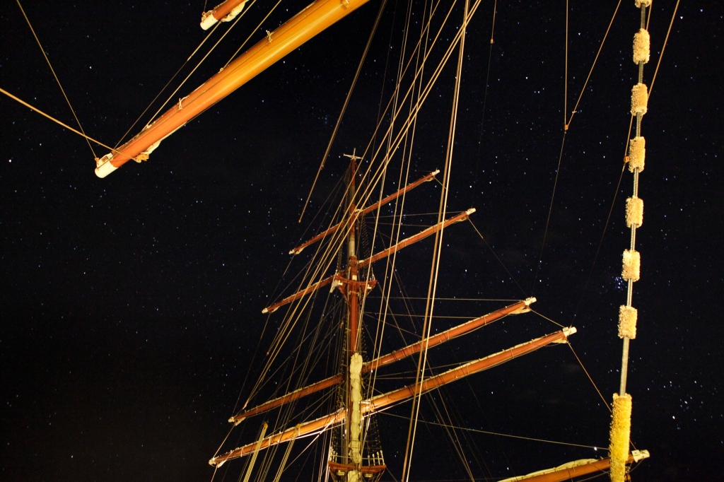 Sea Cloud II masts at night by Daniel Kukla